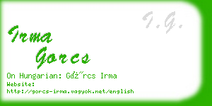 irma gorcs business card